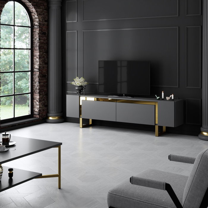 Hanah Home Mueble para TV Yildiz Antracita y Oro